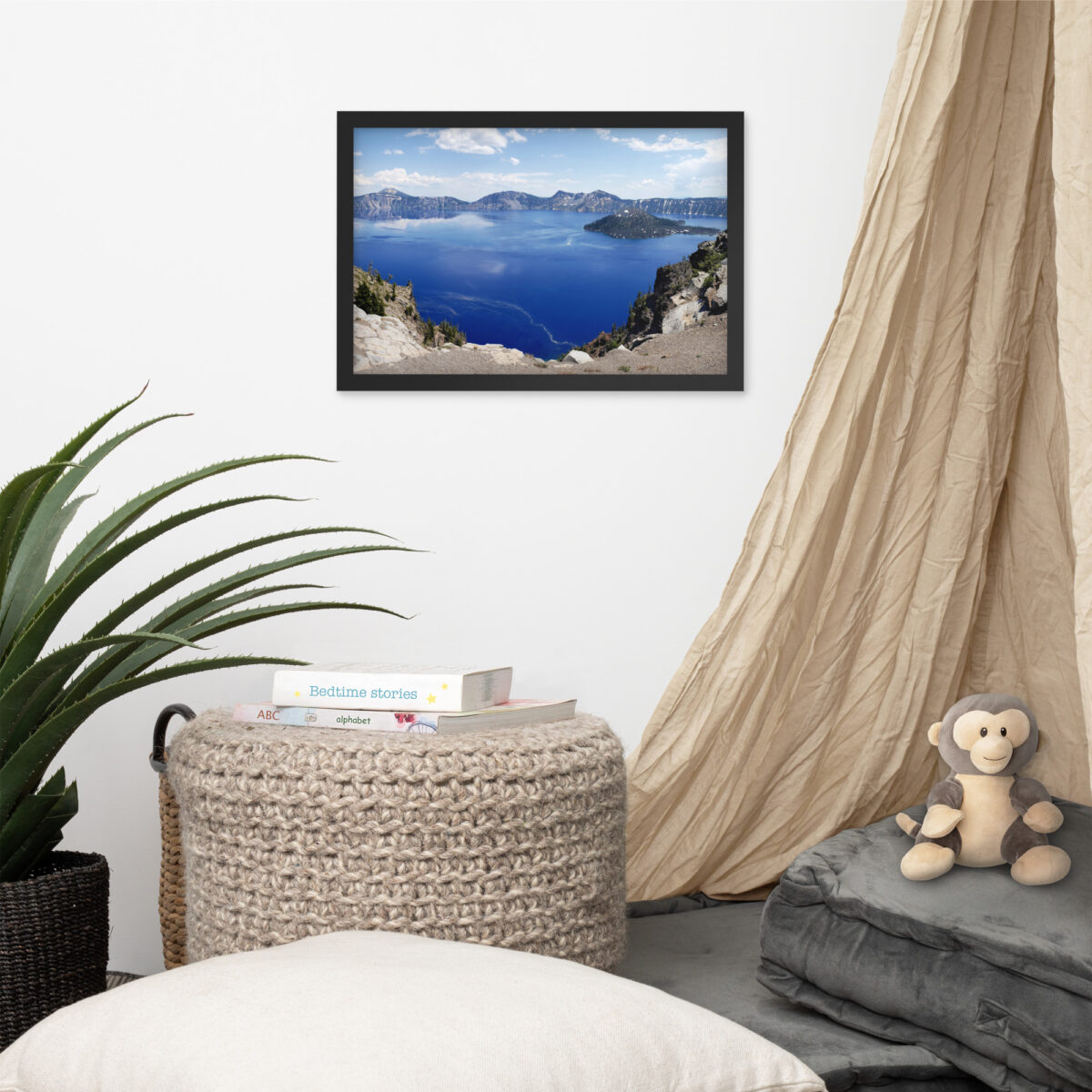 Crater Lake Wizard Island enhanced matte paper framed poster (in) black 12x18 front 654af24a01f4a