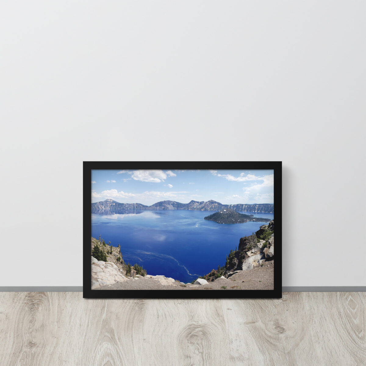 Crater Lake Wizard Island enhanced matte paper framed poster (in) black 12x18 front 654af24a01fbf