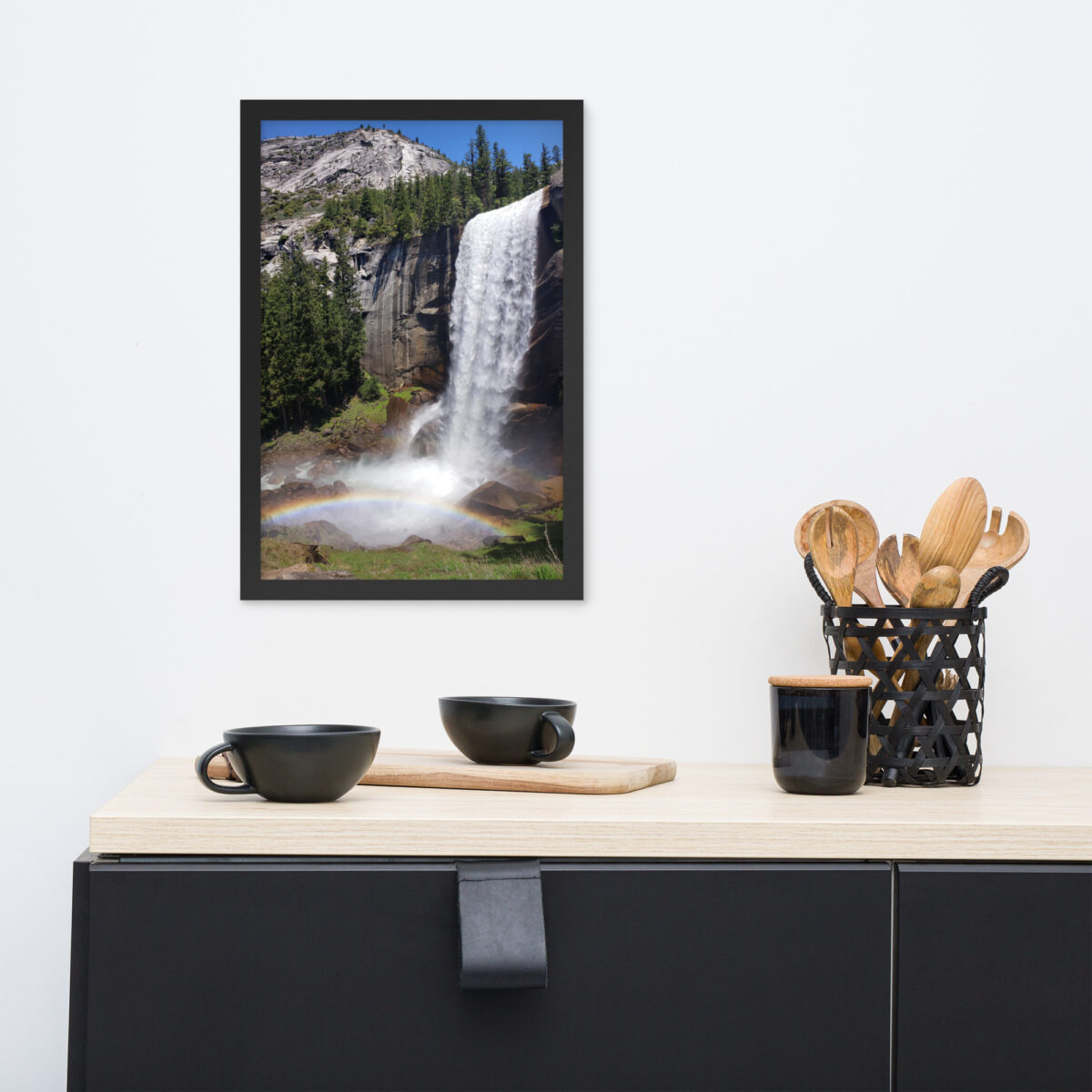 Yosemite Vernal Falls enhanced matte paper framed poster (in) black 12x18 front 654af862f00d1