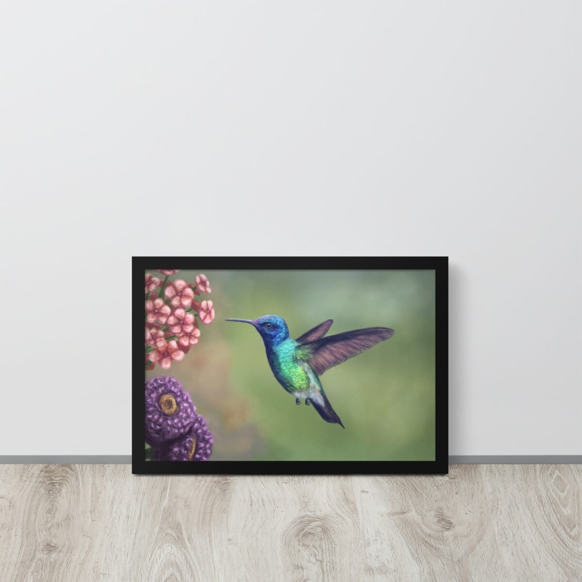 Hummingbird enhanced matte paper framed poster (in) black 12x18 front 661883ae96a93